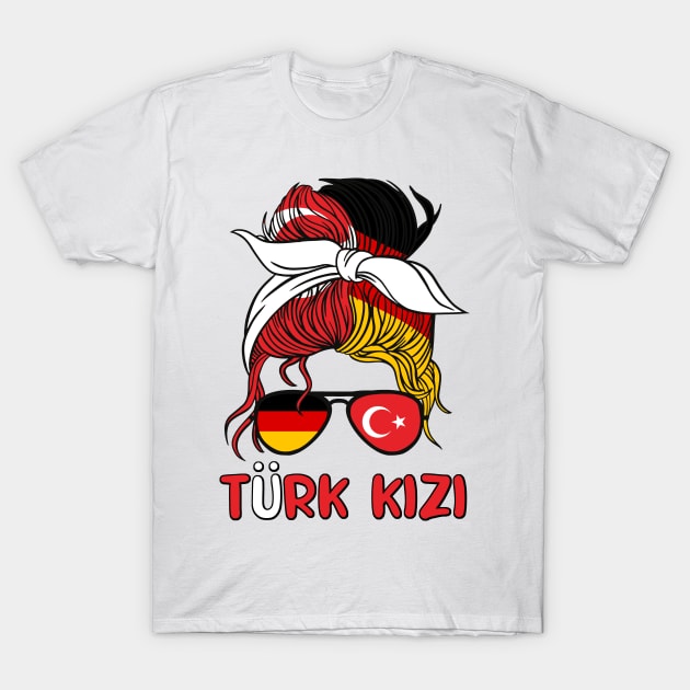 Turkiye Turk kizi German Turkish Girl Turkey Germany Flag T-Shirt by qwertydesigns